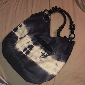 Bueno White and Navy tie-dyed purse